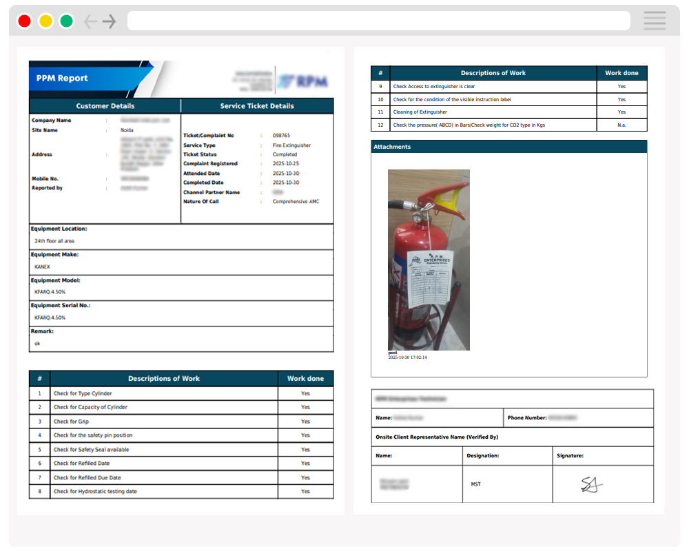 Service Reports Screenshot